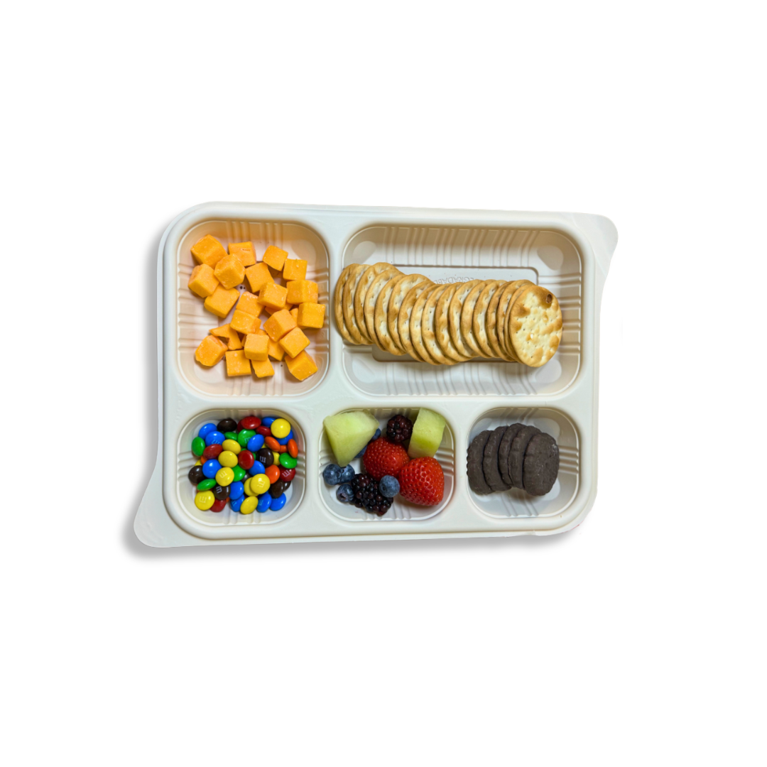 Harshu Cornstarch Plates with Lids - 5 Compartment, 10 Pack