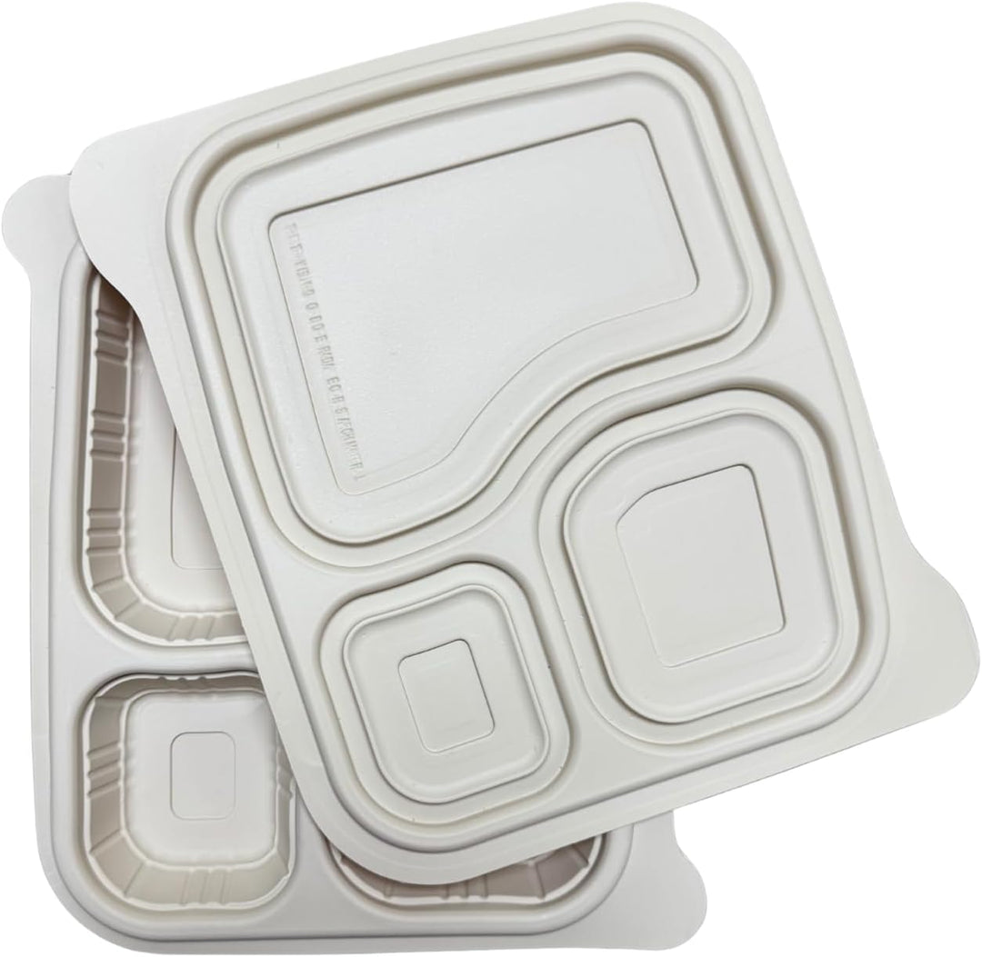 Harshu Cornstarch Plates with Lids - 3 Compartment, 10 Pack