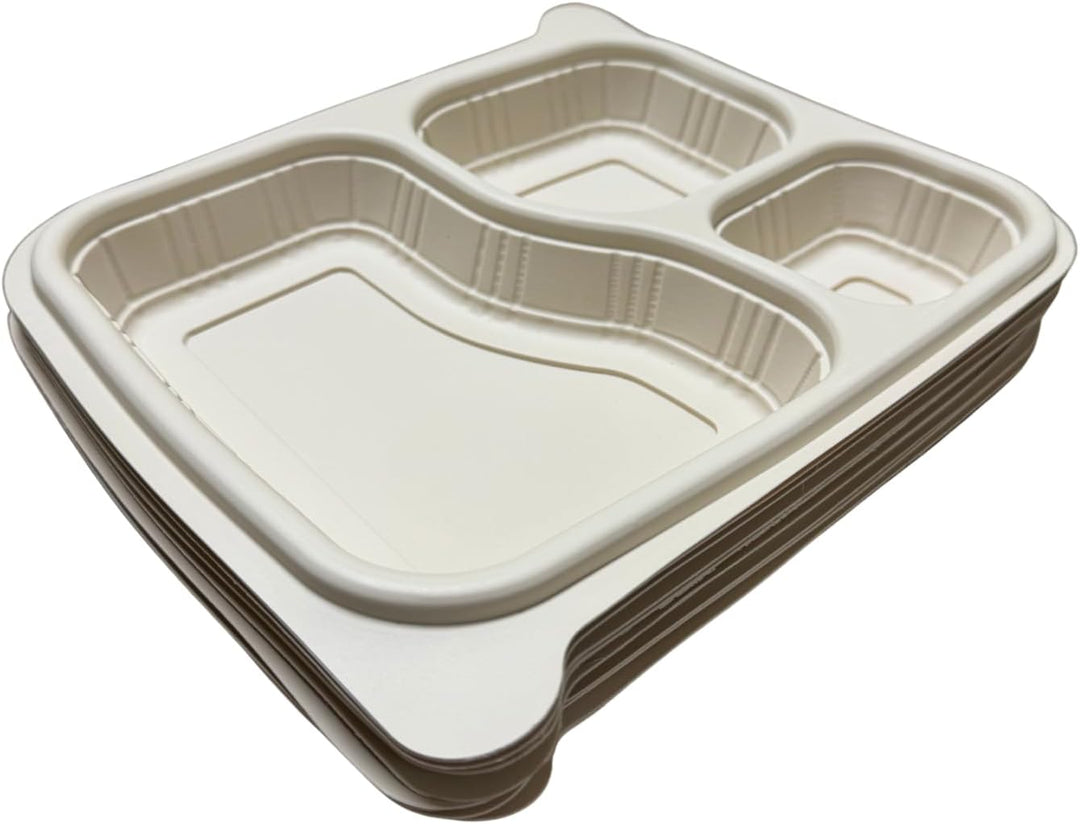 Harshu Cornstarch Plates with Lids - 3 Compartment, 10 Pack