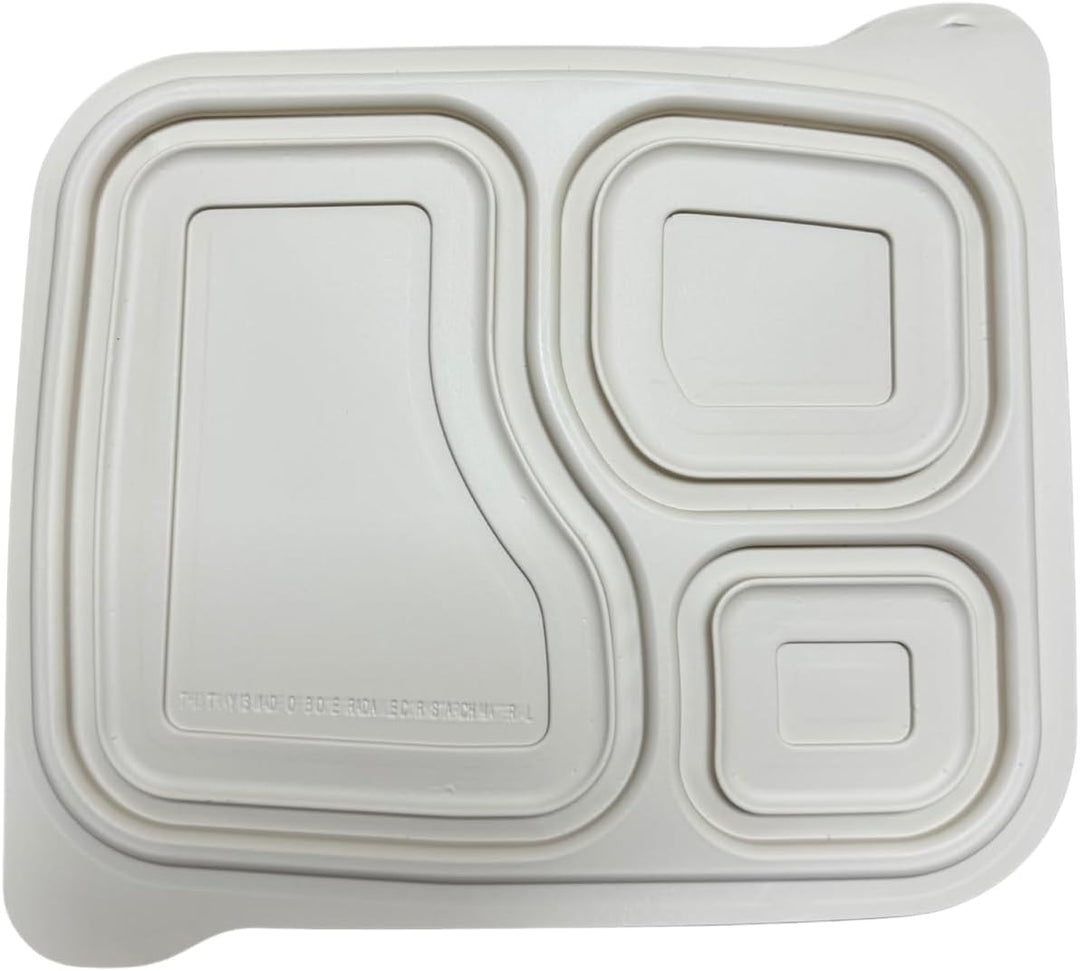 Harshu Cornstarch Plates with Lids - 3 Compartment, 10 Pack