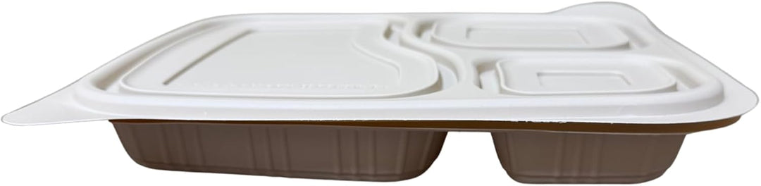 Harshu Cornstarch Plates with Lids - 3 Compartment, 10 Pack