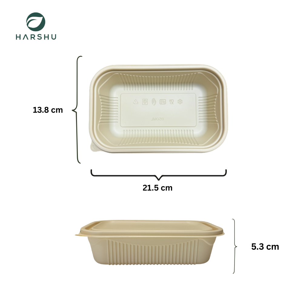 Rectangular Meal Tray 850 ML with Lids - 50 Pack