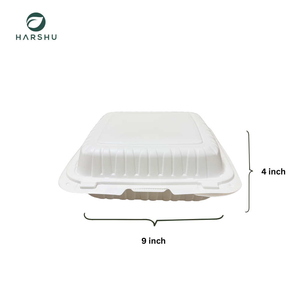 Clamshell Meal Tray 9x9 Inches - 50 Pack