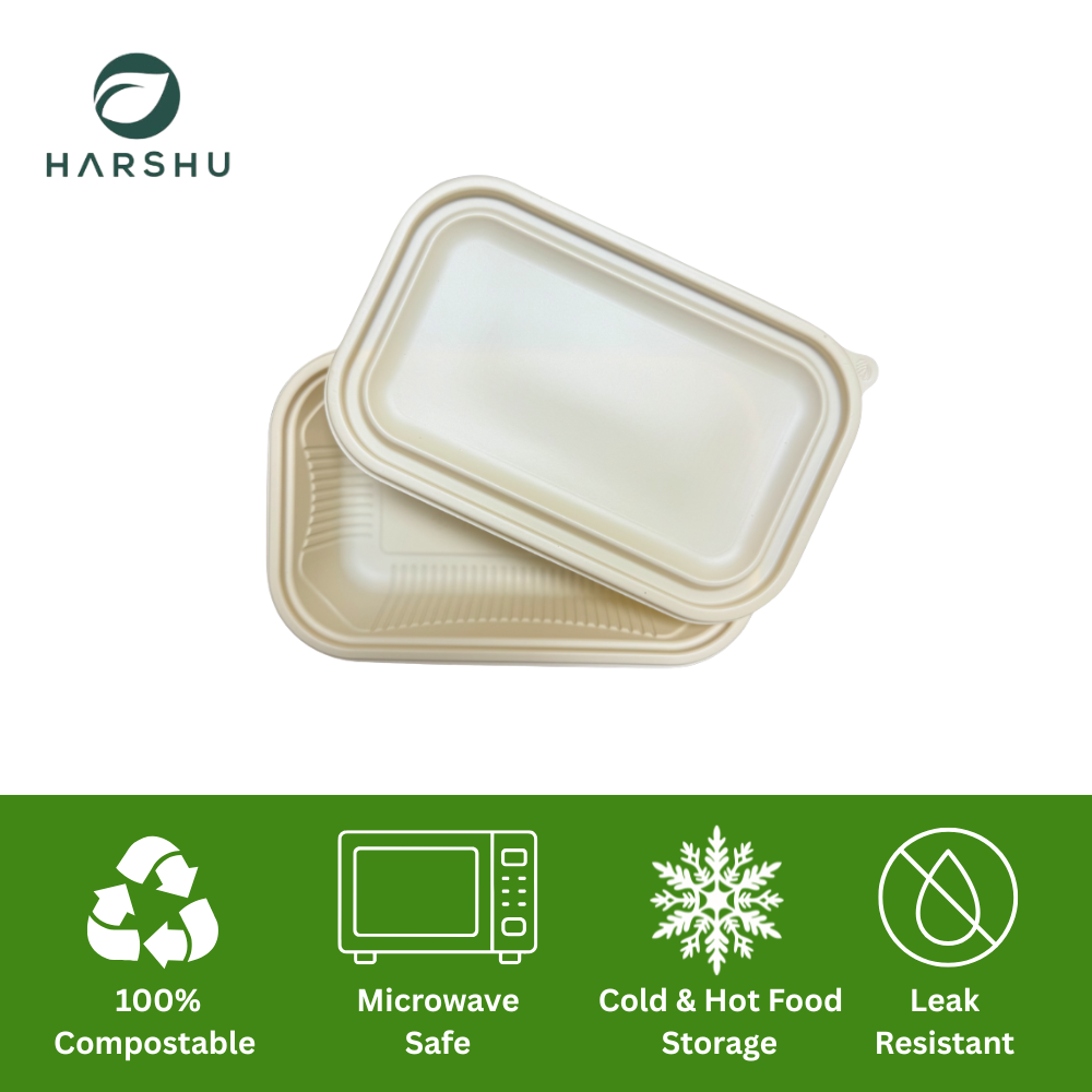 Rectangular Meal Tray 850 ML with Lids - 50 Pack
