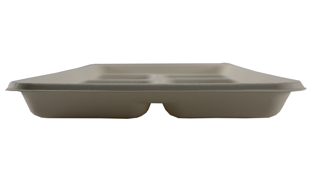 HARSHU 6 Compartment Sugarcane Plates (25 per pack)