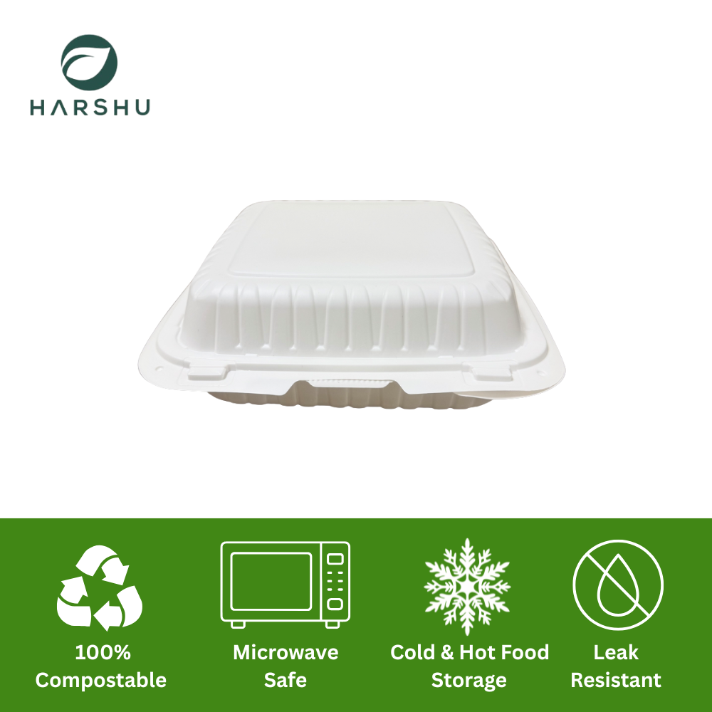 Clamshell Meal Tray 9x9 Inches - 50 Pack