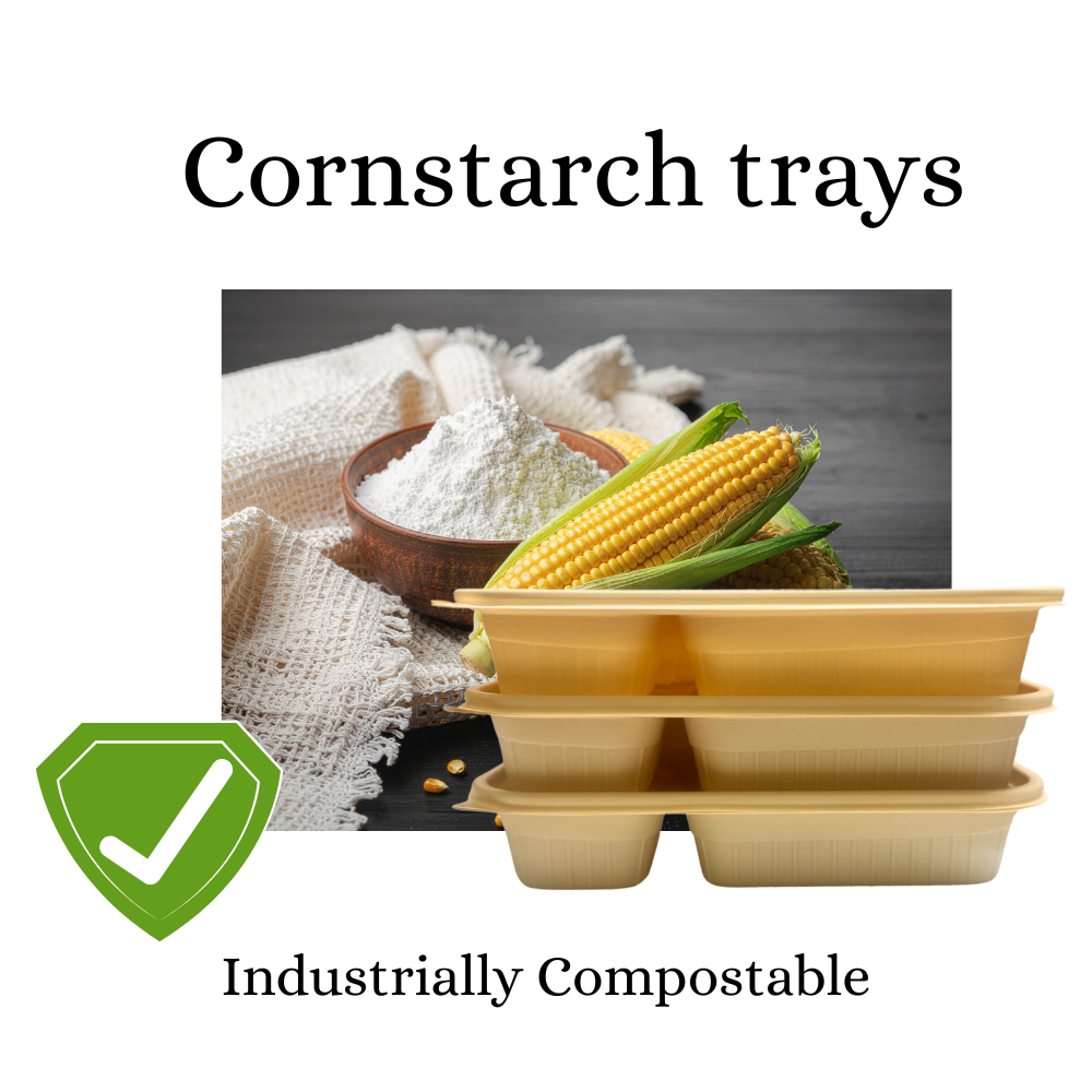Harshu Cornstarch Plates with Lids - 5 Compartment, 50 Pack