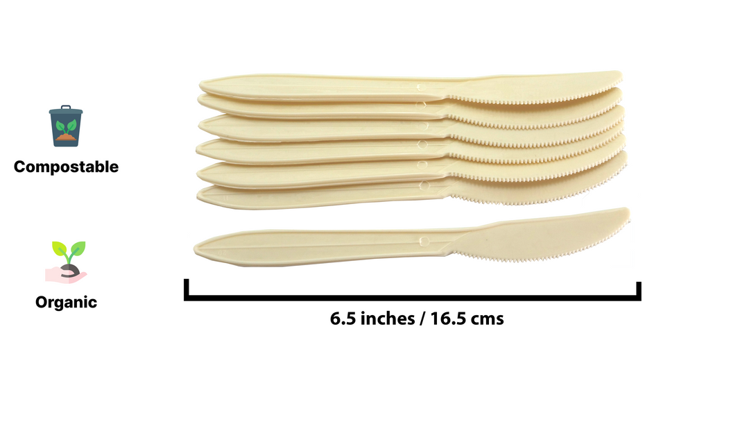 HARSHU Eco-Friendly Cornstarch 6.5” Disposable Knife Set (100 per pack)