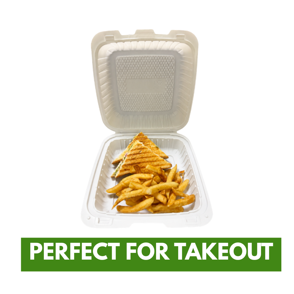 Clamshell Meal Tray 9x9 Inches - 50 Pack