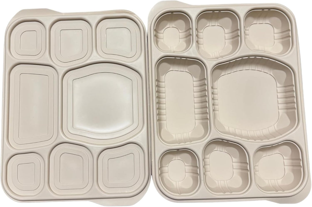 Harshu Cornstarch Plates with Lids - 8 Compartment, 10 Pack