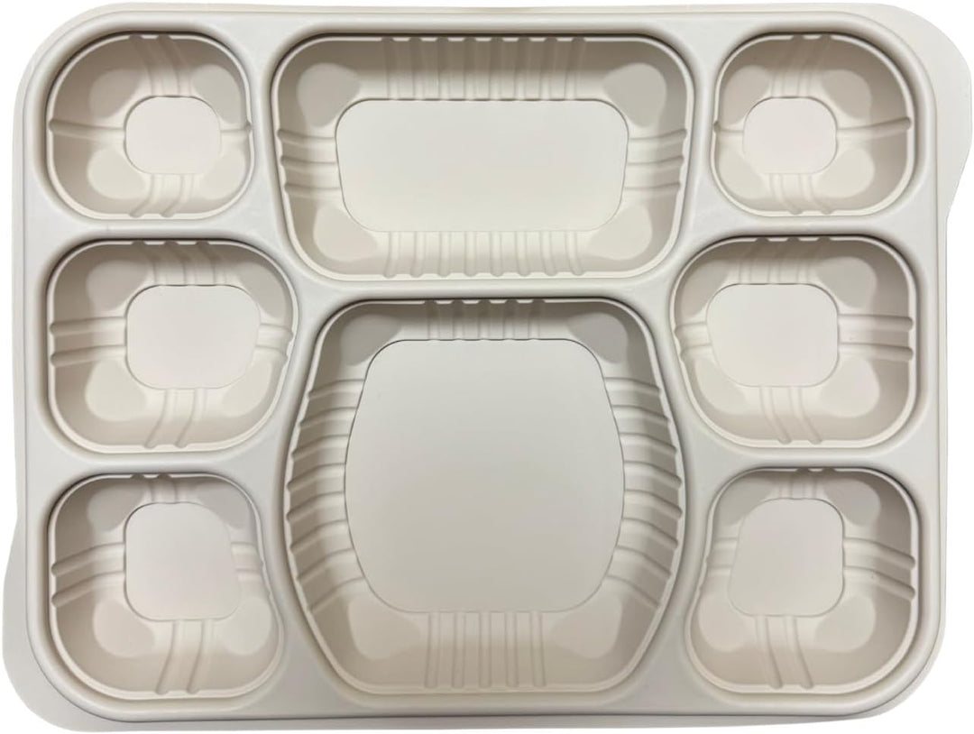 Harshu Cornstarch Plates with Lids - 8 Compartment, 10 Pack