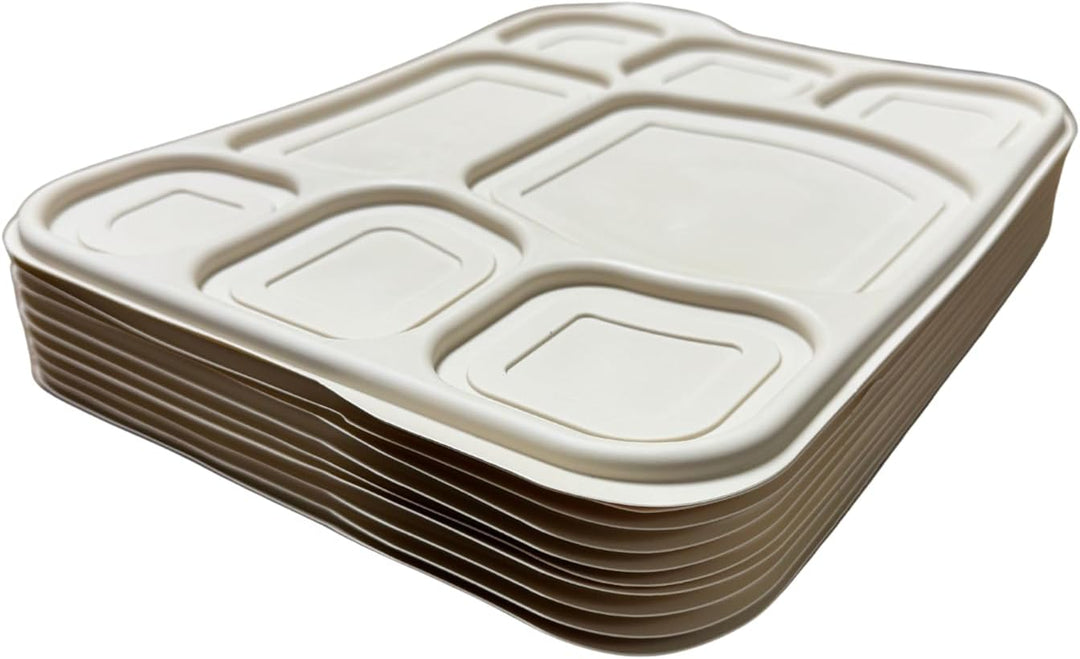 Harshu Cornstarch Plates with Lids - 8 Compartment, 10 Pack