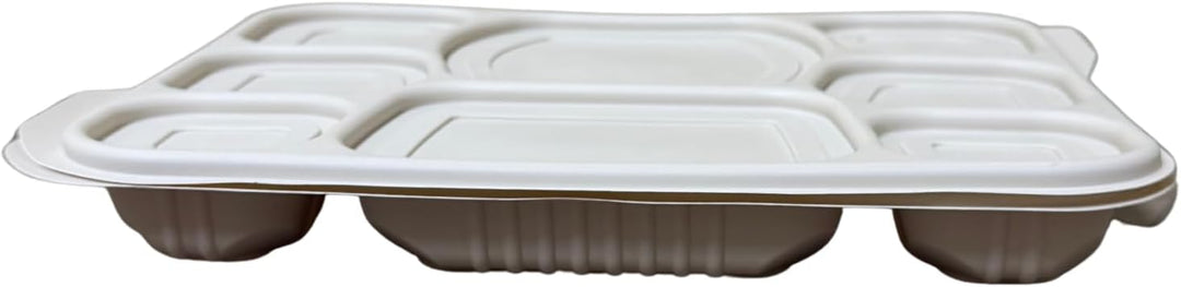 Harshu Cornstarch Plates with Lids - 8 Compartment, 10 Pack
