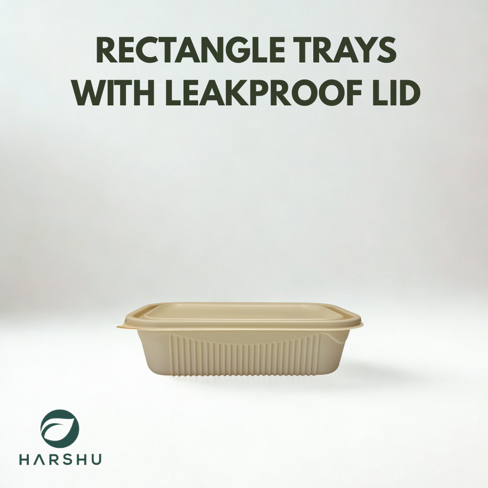 Rectangular Meal Tray 850 ML with Lids - 50 Pack