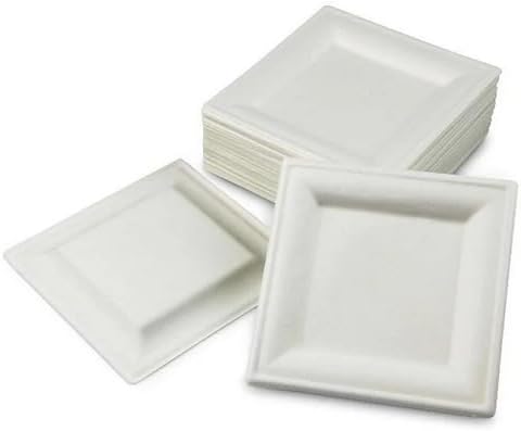 Harshu Square Sugarcane Plates - 8 Inch 25 Pack